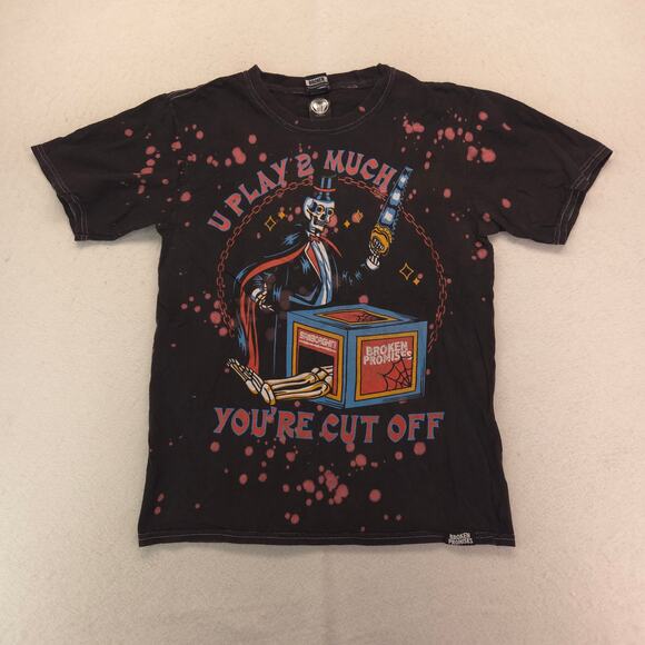 Broken Promises Crew Neck Graphic Short Sleeve T Shirt Adult Mens Size S Black - Picture 2 of 9